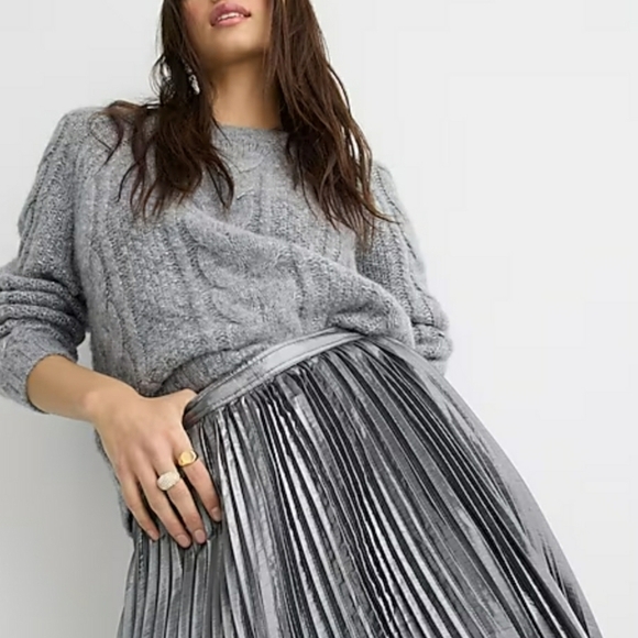 23. J.Crew Pleated silver lamé midi skirt - Picture 2 of 9